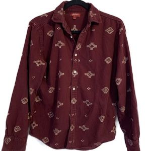 Arizona mens western style aztec print shirt. Vintage.